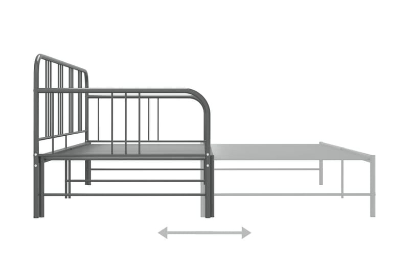 Sengestel til udtræksseng 90x200 cm metal grå - Grå - Møbler - Senge - Sengeramme & sengestel