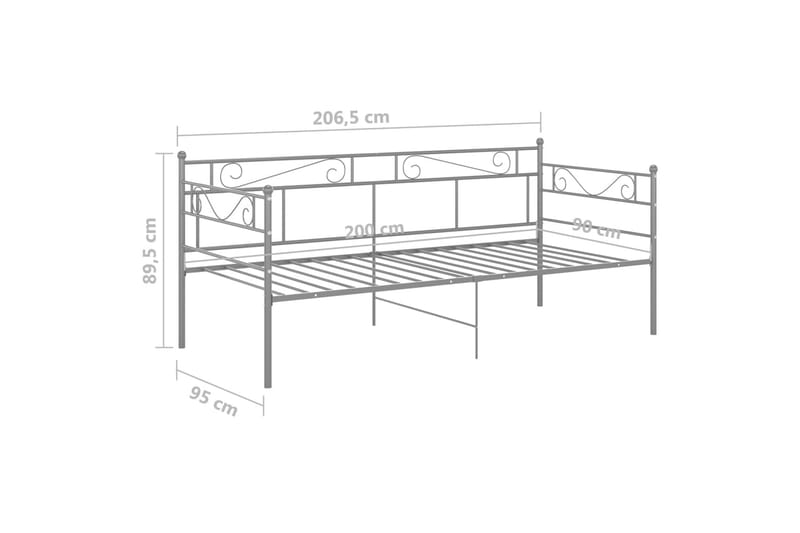 sengestel til udtræksseng 90x200 cm metal grå - Grå - Møbler - Senge - Sengeramme & sengestel