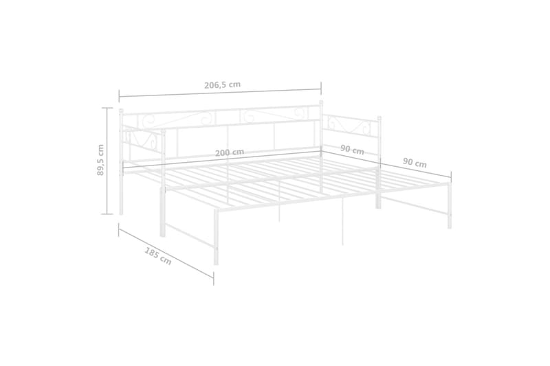 sengestel til udtræksseng 90x200 cm metal hvid - Hvid - Møbler - Senge - Sengeramme & sengestel