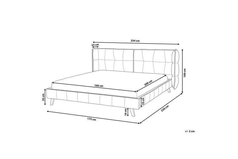 Senlis Dobbelt seng 160 | 200 cm - Grå - Møbler - Senge - Sengeramme & sengestel