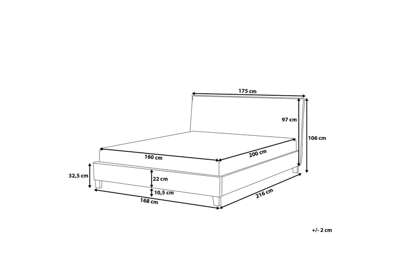 Sennez Dobbelt seng 160 | 200 cm - Grå - Møbler - Senge - Sengeramme & sengestel