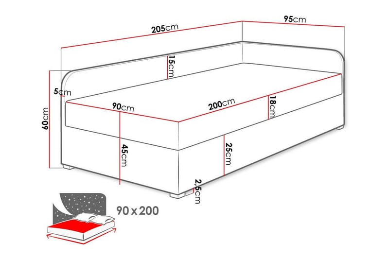 Unona Sengeramme 90x200 cm - Grøn - Møbler - Senge - Sengeramme & sengestel