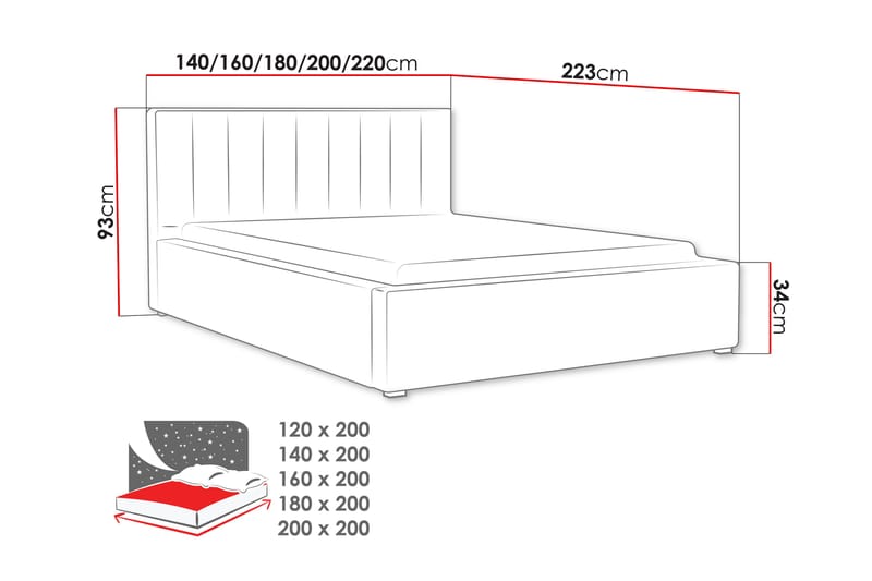 Valasco Sengeramme 120x200 cm - Hvid - Møbler - Senge - Sengeramme & sengestel