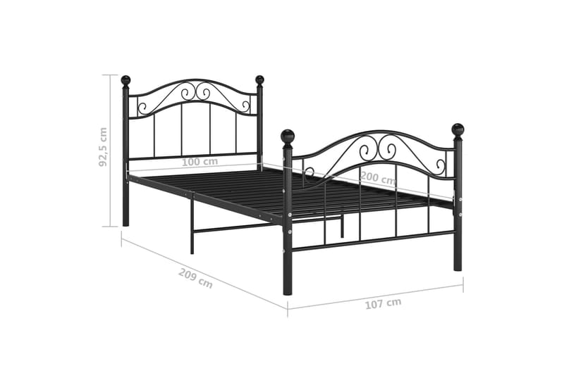 sengestel 100x200 cm metal sort - Sort - Møbler - Senge - Sengeramme & sengestel