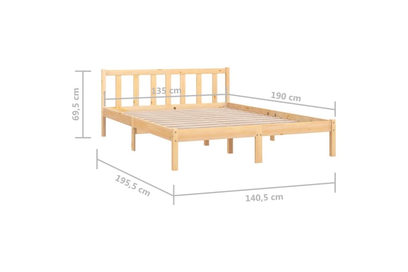 sengestel 135x190 cm UK Double massivt fyrretræ - Brun - Møbler - Senge - Sengeramme & sengestel