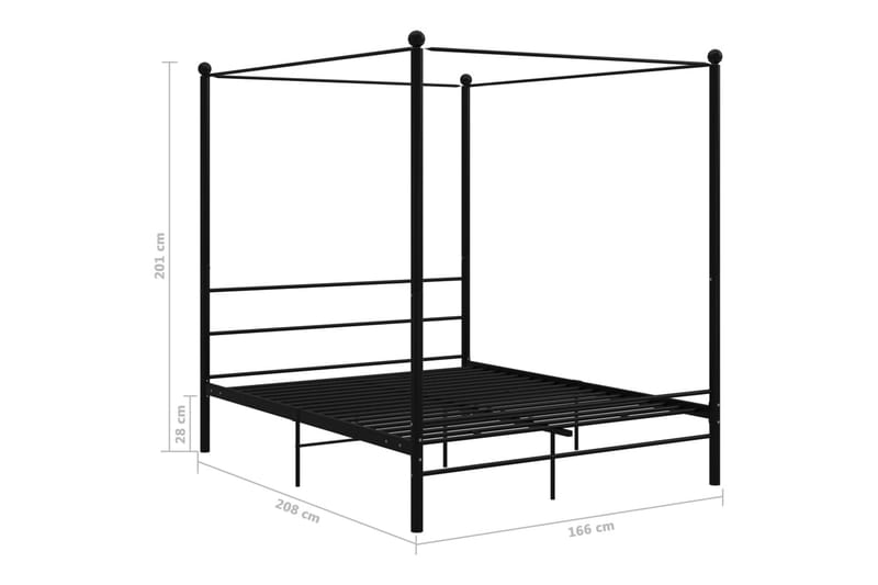 sengestel til himmelseng 160x200 cm metal sort - Sort - Møbler - Senge - Sengeramme & sengestel