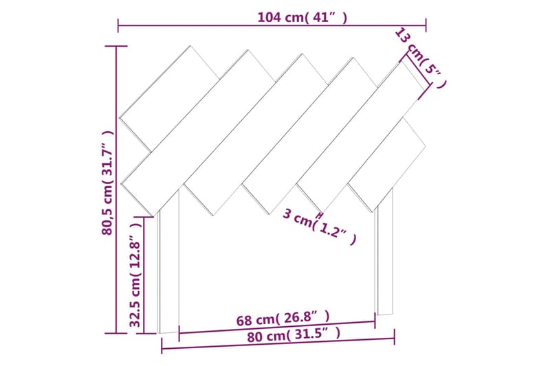 beBasic sengegærde 104x3x80,5 cm massivt fyrretræ - Brun - Møbler - Senge - Sengetilbehør & sengegavl - Sengegavle