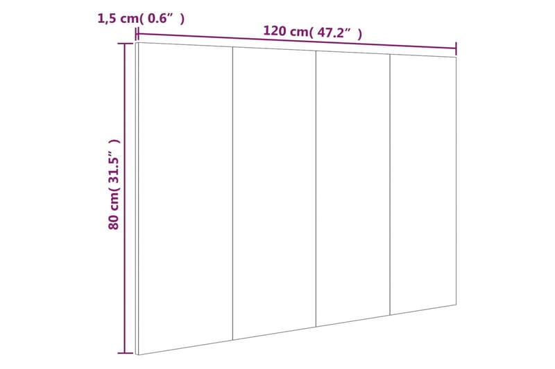 beBasic sengegærde 120x1,5x80 cm konstrueret træ hvid højglans - Hvid - Møbler - Senge - Sengetilbehør & sengegavl - Sengegavle