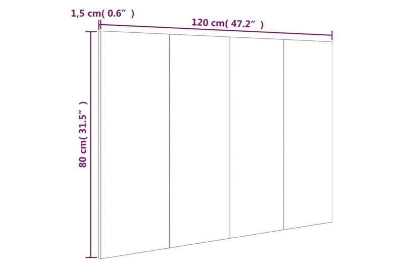 beBasic sengegærde 120x1,5x80 cm konstrueret træ sonoma-eg - Brun - Møbler - Senge - Sengetilbehør & sengegavl - Sengegavle