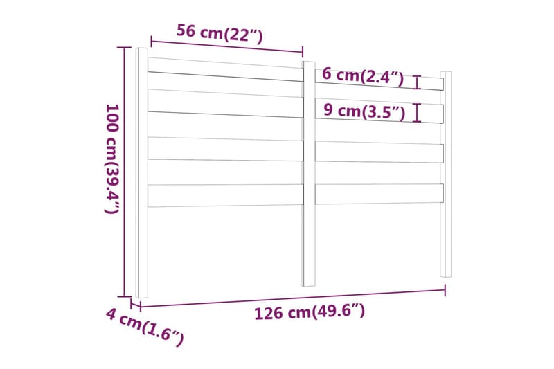 beBasic sengegærde 126x4x100 cm massivt fyrretræ - Brun - Møbler - Senge - Sengetilbehør & sengegavl - Sengegavle