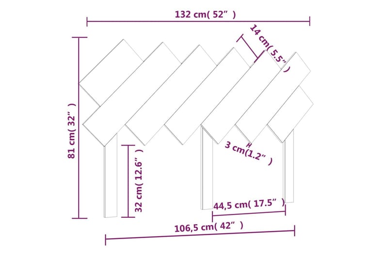 beBasic sengegærde 132x3x81 cm massivt fyrretræ hvid - Hvid - Møbler - Senge - Sengetilbehør & sengegavl - Sengegavle