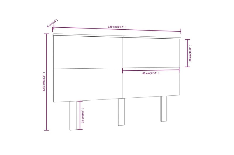 beBasic sengegærde 139x6x82,5 cm massivt fyrretræ - Brun - Møbler - Senge - Sengetilbehør & sengegavl - Sengegavle