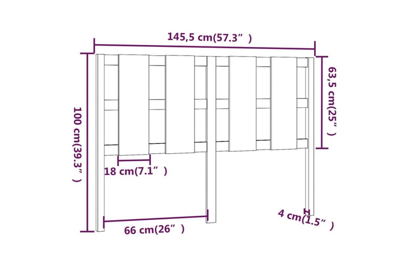 beBasic sengegærde 145,5x4x100 cm massivt fyrretræ - Brun - Møbler - Senge - Sengetilbehør & sengegavl - Sengegavle