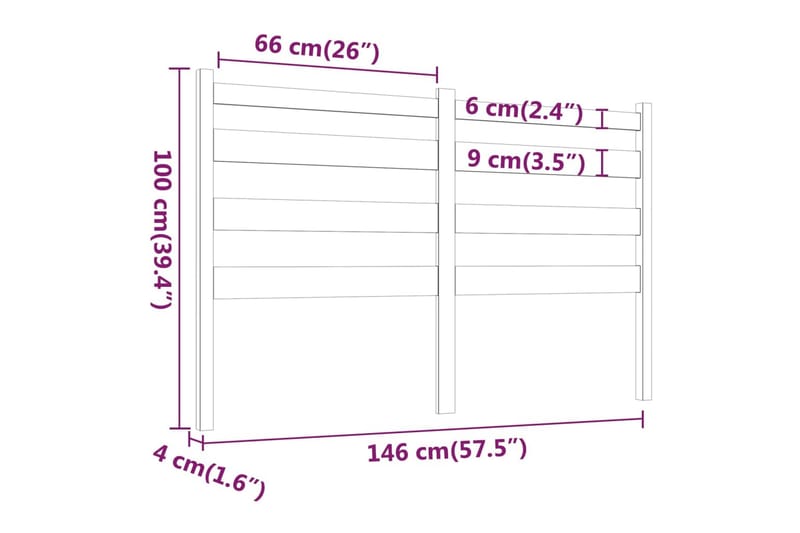 beBasic sengegærde 146x4x100 cm massivt fyrretræ hvid - Hvid - Møbler - Senge - Sengetilbehør & sengegavl - Sengegavle