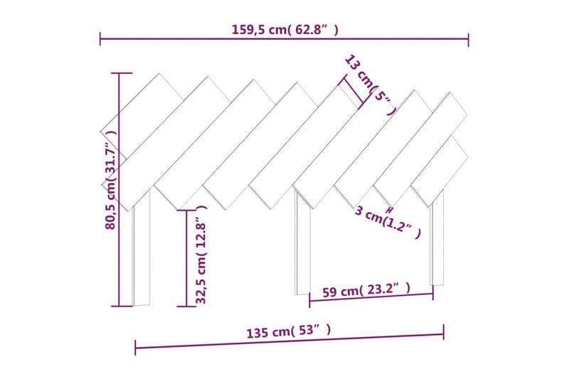 beBasic sengegærde 159,5x3x80,5 cm massivt fyrretræ - Brun - Møbler - Senge - Sengetilbehør & sengegavl - Sengegavle