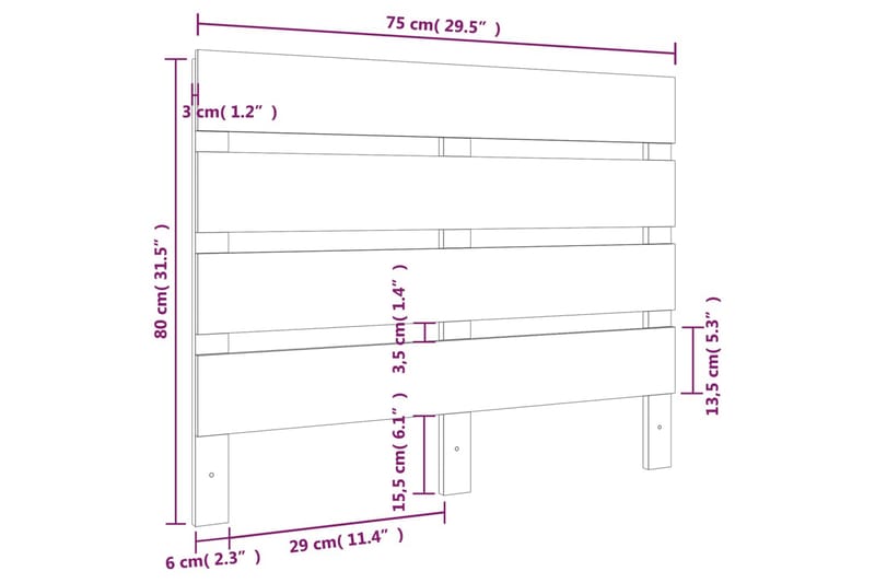 beBasic sengegærde 75x3x80 cm massivt fyrretræ hvid - Hvid - Møbler - Senge - Sengetilbehør & sengegavl - Sengegavle