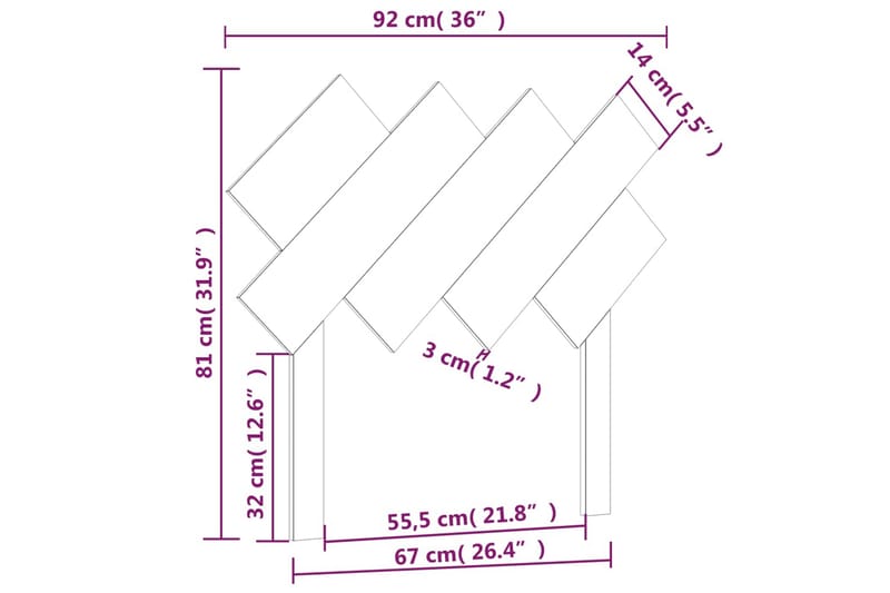 beBasic sengegærde 92x3x81 cm massivt fyrretræ - Brun - Møbler - Senge - Sengetilbehør & sengegavl - Sengegavle