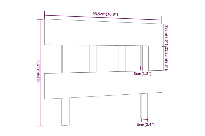 beBasic sengegærde 93,5x3x81 cm massivt fyrretræ hvid - Hvid - Møbler - Senge - Sengetilbehør & sengegavl - Sengegavle