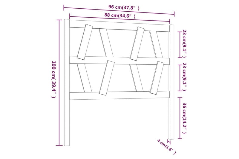 beBasic sengegærde 96x4x100 cm massivt fyrretræ - Brun - Møbler - Senge - Sengetilbehør & sengegavl - Sengegavle