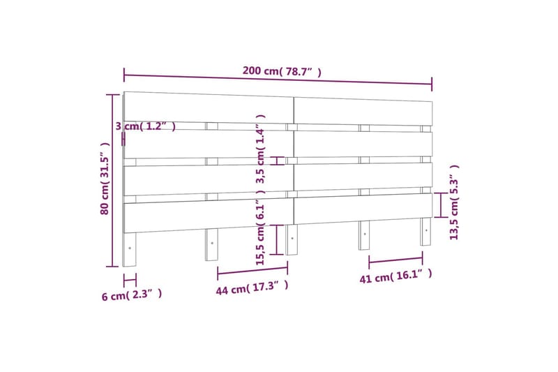 beBasic sengegavl 200x3x80 cm massivt fyrretræ hvid - Hvid - Møbler - Senge - Sengetilbehør & sengegavl - Sengegavle