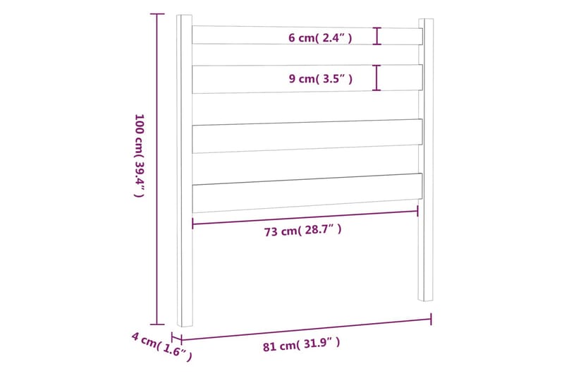 beBasic sengegavl 81x4x100 cm massivt fyrretræ - Brun - Møbler - Senge - Sengetilbehør & sengegavl - Sengegavle