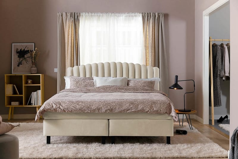 Davia Sengegavl Fløjl 140 cm - Beige/Velour - Møbler - Senge - Sengetilbehør & sengegavl - Sengegavle