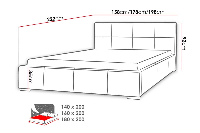 Sirdal Sengeramme 140x200 cm - Sort - Møbler - Senge - Sengeramme & sengestel