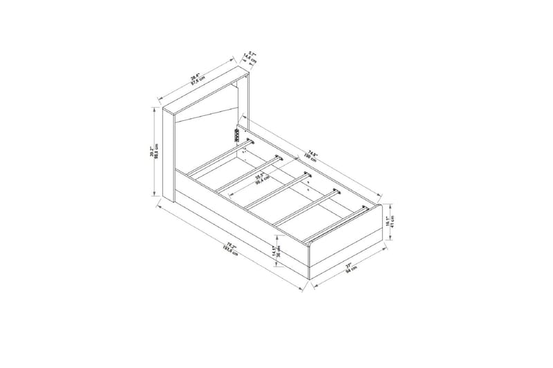 Sneker Sengestel 94,4x194 cm - Brun - Møbler - Senge - Sengeramme & sengestel