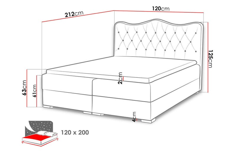 Sultan Sengpakke Kontinentalseng 120x200 cm - Sort - Møbler - Senge - Komplet sengepakke