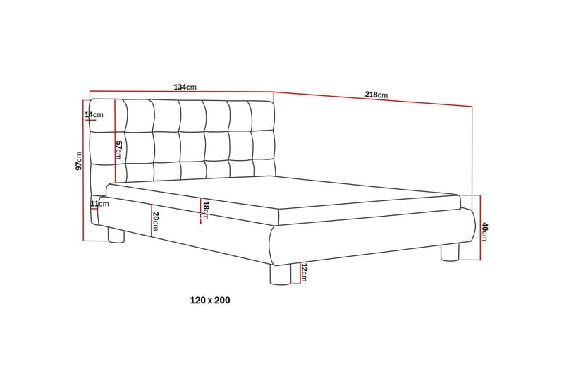 Teddy Komplet Sengesæt Sengeramme med Madras 120x200 cm - Sort - Møbler - Senge - Komplet sengepakke