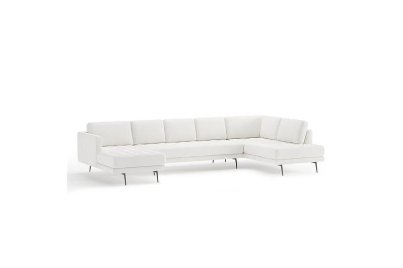 Debbi Sofa med Chaiselong og Divan 6-personers - Hvid Bouclé - Møbler - Sofaer - U Sofa