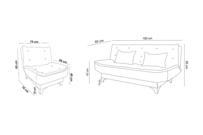 Lepinas Sofasæt - Antracit - Møbler - Sofaer - Sofagrupper