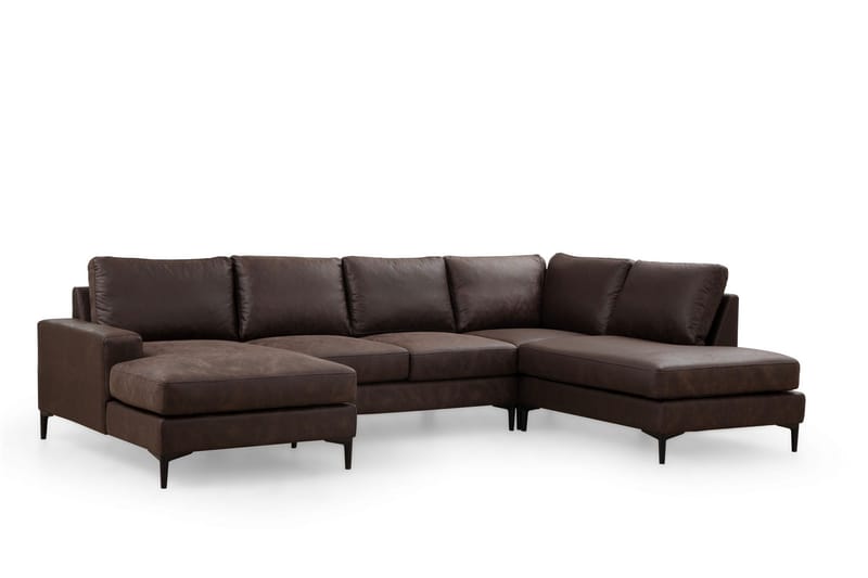 Svanabyn Sofa med Divan og Chaiselong 4-personers - Mørkebrun - Møbler - Sofaer - U Sofa