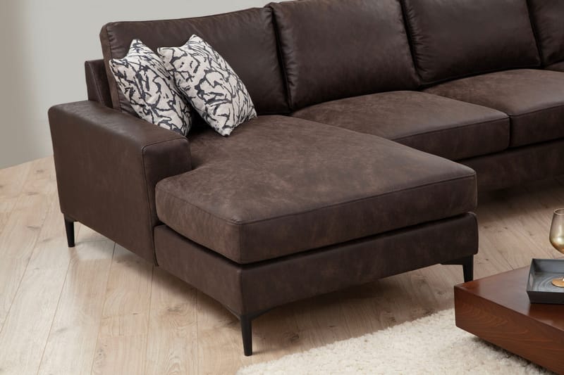 Svanabyn Sofa med Divan og Chaiselong 4-personers - Mørkebrun - Møbler - Sofaer - U Sofa