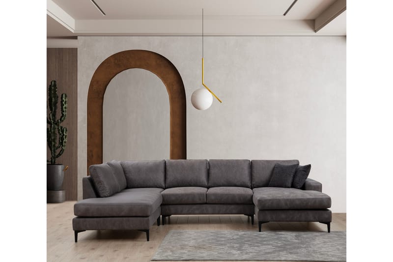 Svanabyn Sofa med Divan og Chaiselong 4-personers - Antracit - Møbler - Sofaer - U Sofa