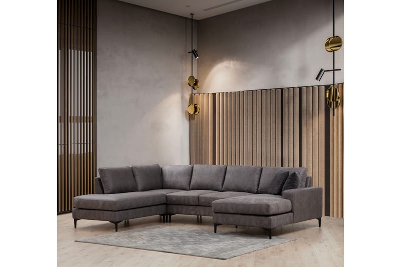 Svanabyn Sofa med Divan og Chaiselong 4-personers - Antracit - Møbler - Sofaer - U Sofa