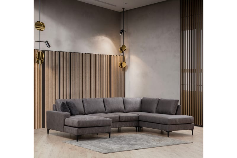 Svanabyn Sofa med Divan og Chaiselong 4-personers - Antracit - Møbler - Sofaer - U Sofa