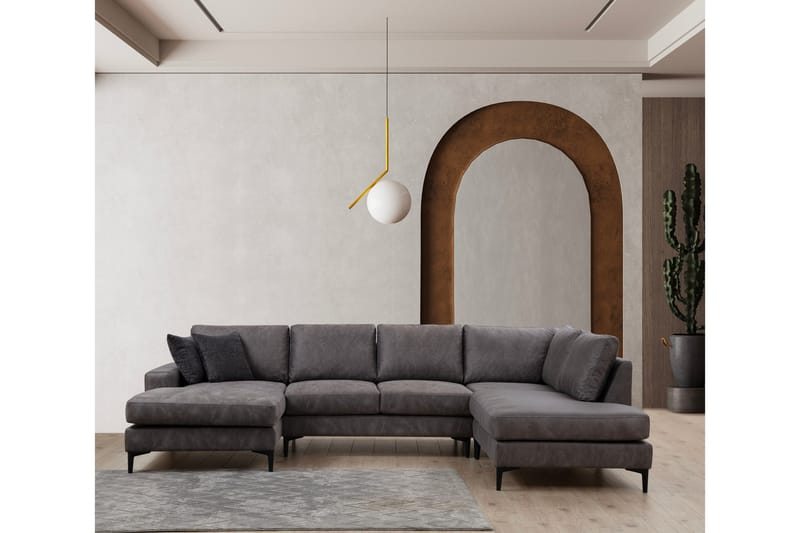 Svanabyn Sofa med Divan og Chaiselong 4-personers - Antracit - Møbler - Sofaer - U Sofa