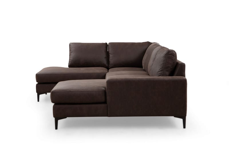 Svanabyn Sofa med Divan og Chaiselong 4-personers - Mørkebrun - Møbler - Sofaer - U Sofa