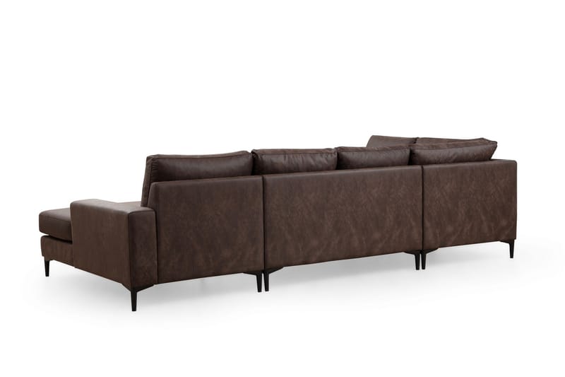 Svanabyn Sofa med Divan og Chaiselong 4-personers - Mørkebrun - Møbler - Sofaer - U Sofa