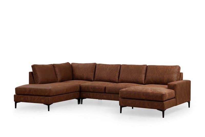 Svanabyn Sofa med Divan og Chaiselong 4-personers - Brun - Møbler - Sofaer - U Sofa