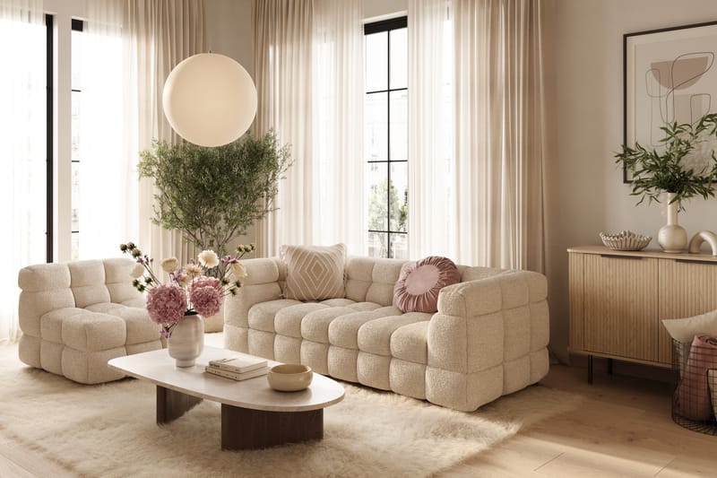 Elise 3-personers Sofa - Beige Teddy - Møbler - Sofaer - 3 personers sofa