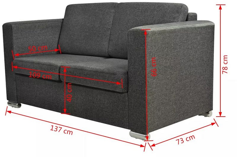 2 Pers. Sofa Mørkegråt Stof - Grå - Møbler - Sofaer - 2 personers sofa