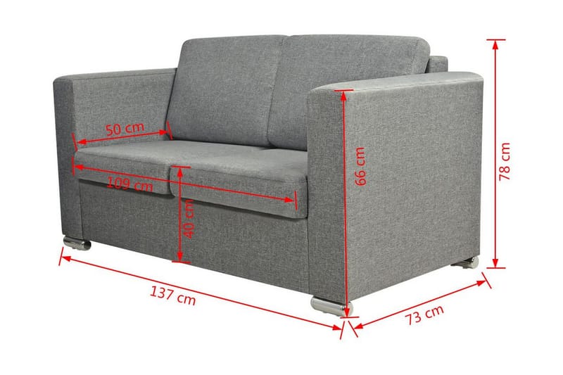 2 Pers. Sofa Lysegråt Stof - Grå - Møbler - Sofaer - 2 personers sofa