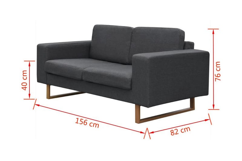 2-Personers Sofa I Stof, Mørkegrå - Grå - Møbler - Sofaer - 2 personers sofa