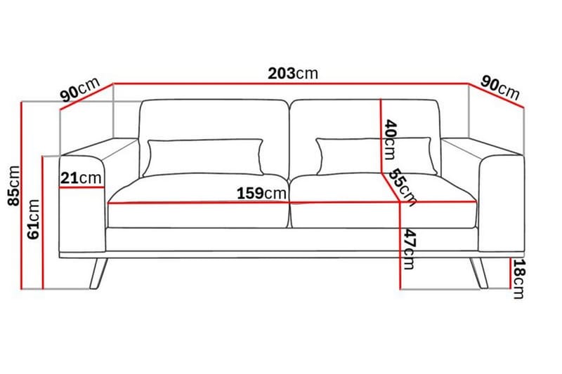 Copenhagen 2-Pers. Sofa Manchester - Grå - Møbler - Sofaer - 2 personers sofa