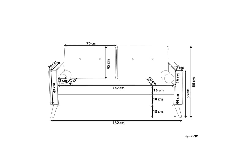 Kemsley sofa - Sort - Møbler - Sofaer - 2 personers sofa