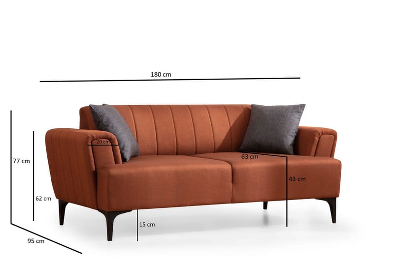 Lilesville 3-Pers. Sofa - Rød - Møbler - Sofaer - 2 personers sofa