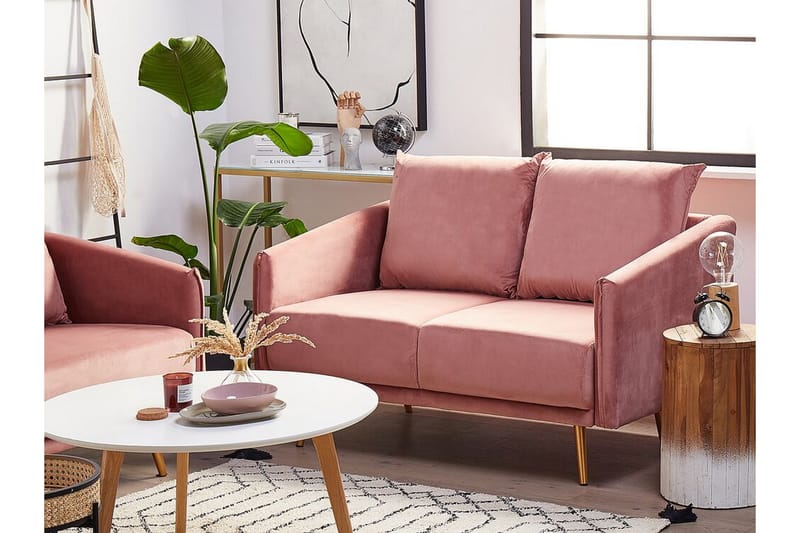 Maurana 2-Pers. Sofa - Velour/Lyserød - Møbler - Sofaer - 2 personers sofa