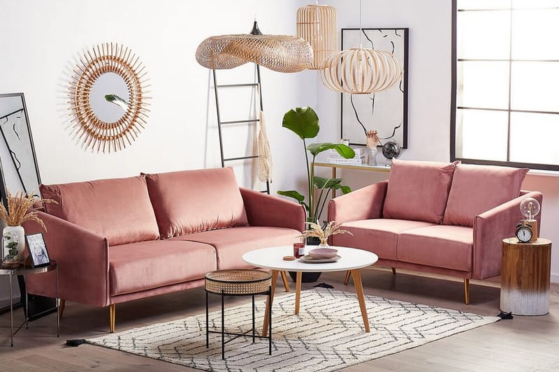 Maurana 2-Pers. Sofa - Velour/Lyserød - Møbler - Sofaer - 2 personers sofa